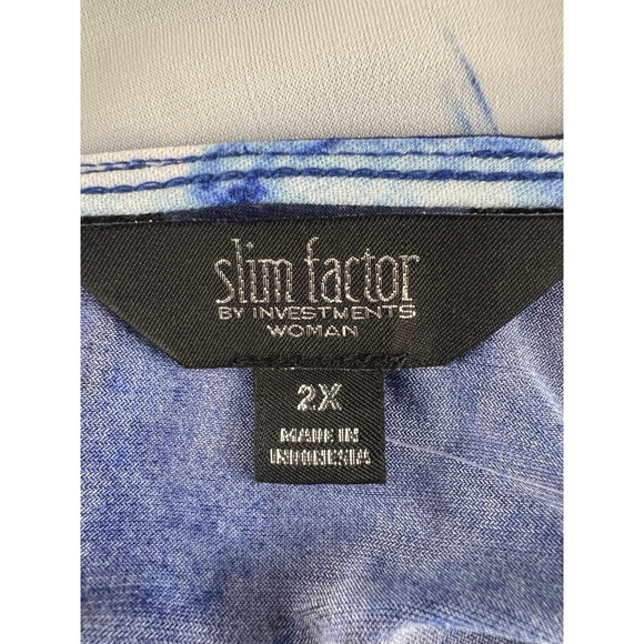 NEW Slim Factor by Investments Woman Blue Floral Print Tunic Top Plus Size 2X - Picture 7 of 10